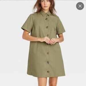 Women's Short Sleeve Button-Up Trapeze Dress - Who What Wear